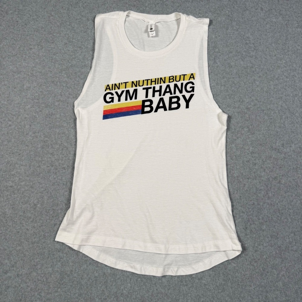 Ain't Nuthin But A Gym Thang Baby Muscle Tank Top White Medium Gym Retro